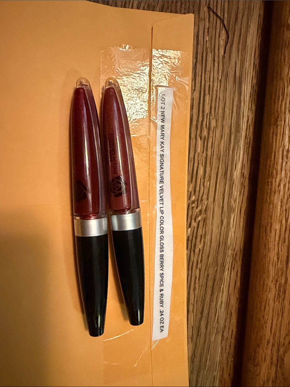 Lot 2 new Mary Kay signature velvet Lip Gloss color Berry spice and ruby .24 oz
